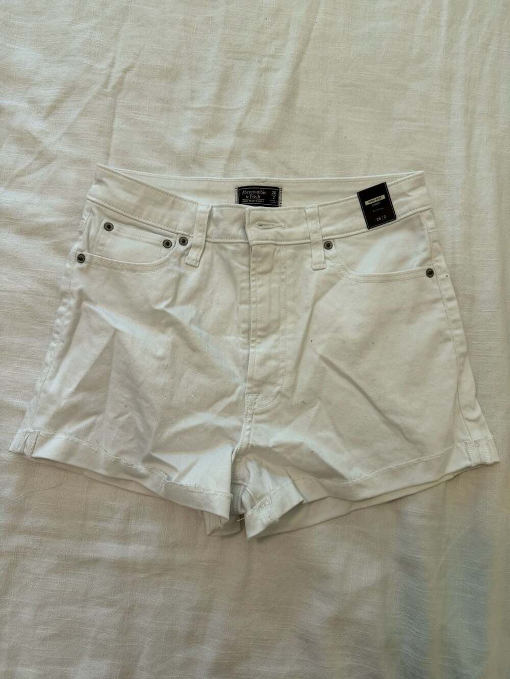 Abercrombie & Fitch High Rise Denim Shorts White Size 26